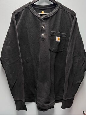 Carhartt Men’s Black Henley with Chest Pocket